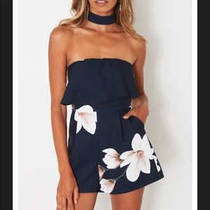White Fox Olivia Navy Playsuit